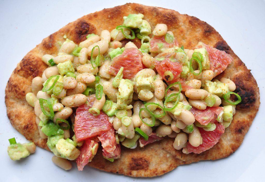 Avocado, Beans and Grapefruit Toasts