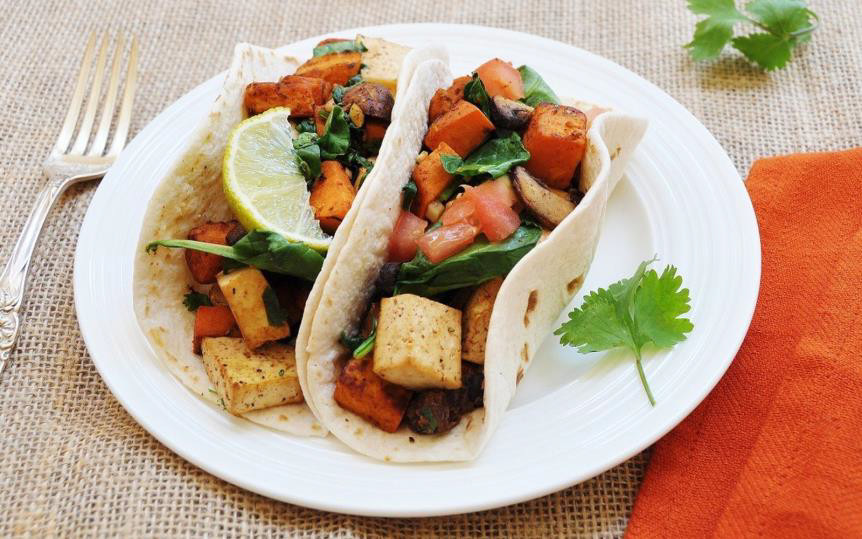 Marinated Tofu and Peanut Cabbage Slaw Tacos